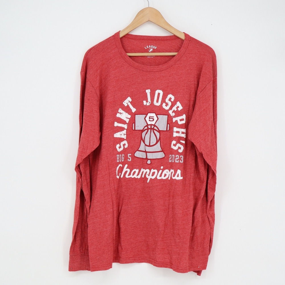 League 91 Saint Josephs Big 5 2023 Champions Red Long Sleeve T-Shirt XL Mens